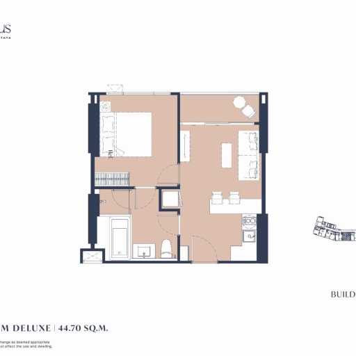 Aquarous Jomtien Pattaya, Односпальные квартиры - от 34,70 м² до 74,85 м²