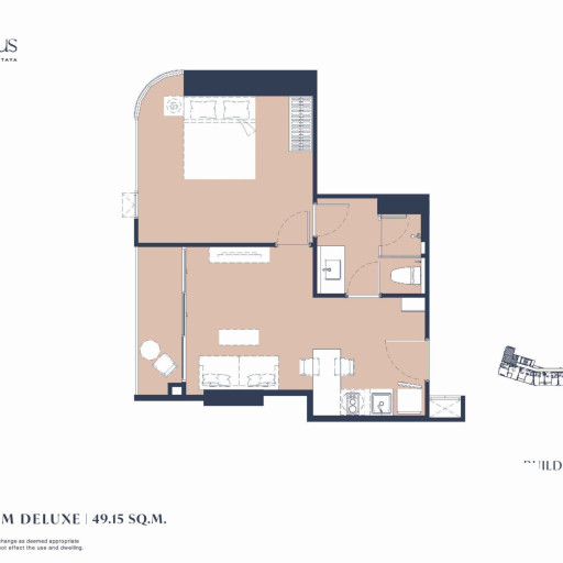 Aquarous Jomtien Pattaya, Односпальные квартиры - от 34,70 м² до 74,85 м²