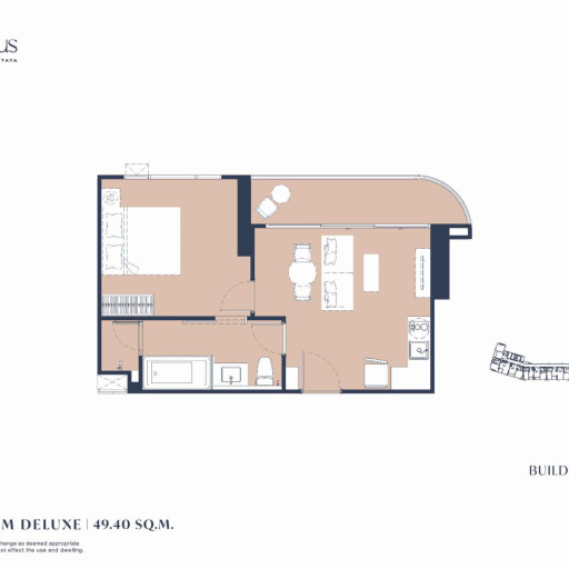 Aquarous Jomtien Pattaya, Односпальные квартиры - от 34,70 м² до 74,85 м²