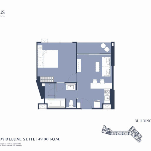 Aquarous Jomtien Pattaya, Односпальные квартиры - от 34,70 м² до 74,85 м²