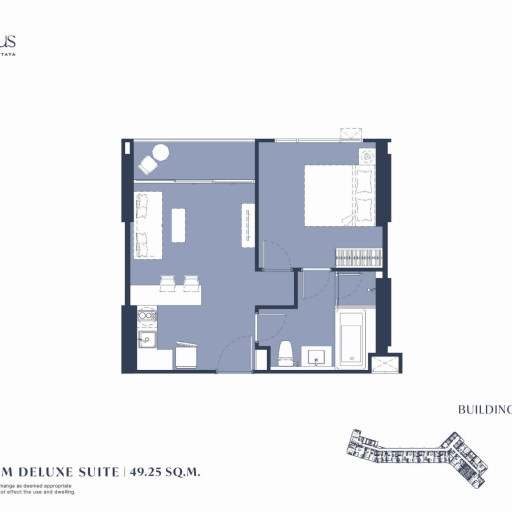 Aquarous Jomtien Pattaya, Односпальные квартиры - от 34,70 м² до 74,85 м²