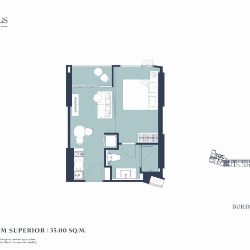 Aquarous Jomtien Pattaya, Односпальные квартиры - от 34,70 м² до 74,85 м²