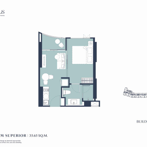 Aquarous Jomtien Pattaya, Односпальные квартиры - от 34,70 м² до 74,85 м²