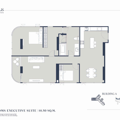 Aquarous Jomtien Pattaya, Двуспальная квартира - 111,50 м²