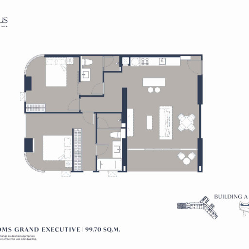 Aquarous Jomtien Pattaya, Двуспальная квартира - 99,70 м²