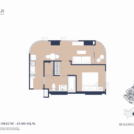Aquarous Jomtien Pattaya, Односпальные квартиры - от 34,70 м² до 74,85 м²