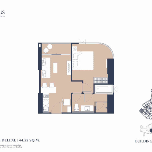 Aquarous Jomtien Pattaya, Односпальные квартиры - от 34,70 м² до 74,85 м²