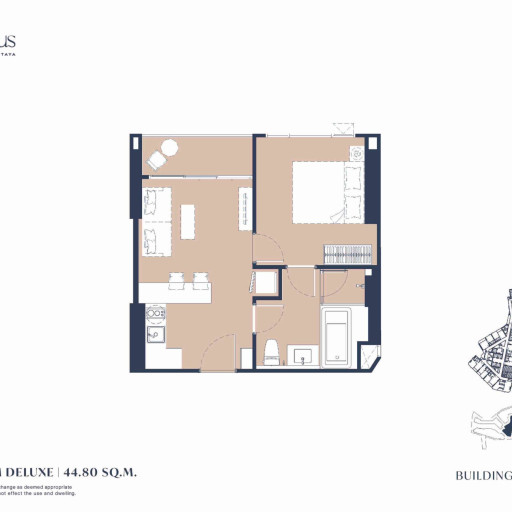 Aquarous Jomtien Pattaya, Односпальные квартиры - от 34,70 м² до 74,85 м²