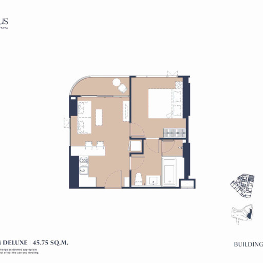 Aquarous Jomtien Pattaya, Односпальные квартиры - от 34,70 м² до 74,85 м²