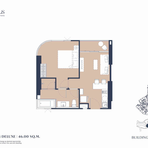 Aquarous Jomtien Pattaya, Односпальные квартиры - от 34,70 м² до 74,85 м²