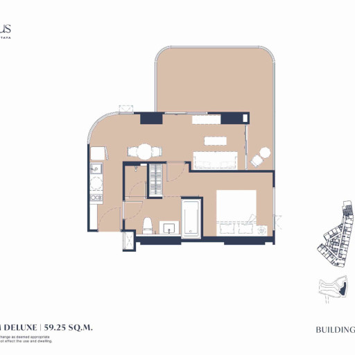 Aquarous Jomtien Pattaya, Односпальные квартиры - от 34,70 м² до 74,85 м²