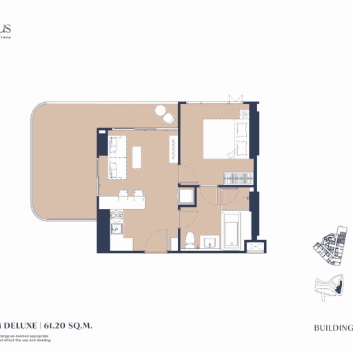 Aquarous Jomtien Pattaya, Односпальные квартиры - от 34,70 м² до 74,85 м²