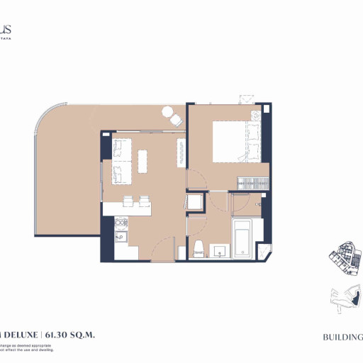 Aquarous Jomtien Pattaya, Односпальные квартиры - от 34,70 м² до 74,85 м²