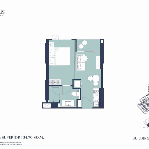Aquarous Jomtien Pattaya, Односпальные квартиры - от 34,70 м² до 74,85 м²