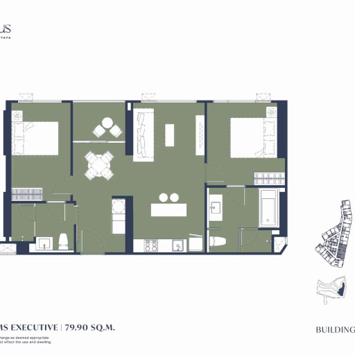 Aquarous Jomtien Pattaya, Двуспальные квартиры - от 79,75 м² до 141,30 м²