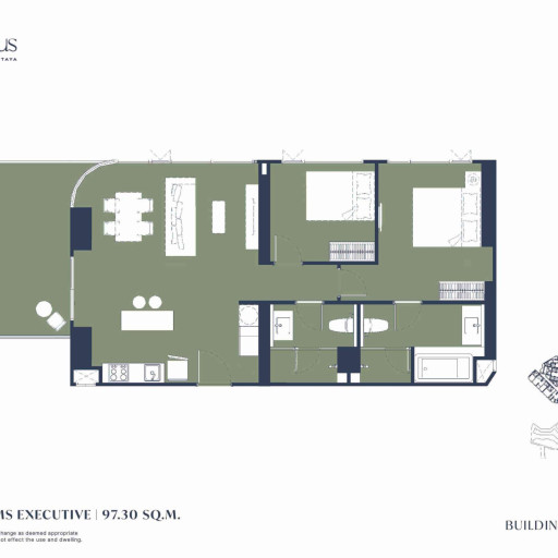 Aquarous Jomtien Pattaya, Двуспальные квартиры - от 79,75 м² до 141,30 м²